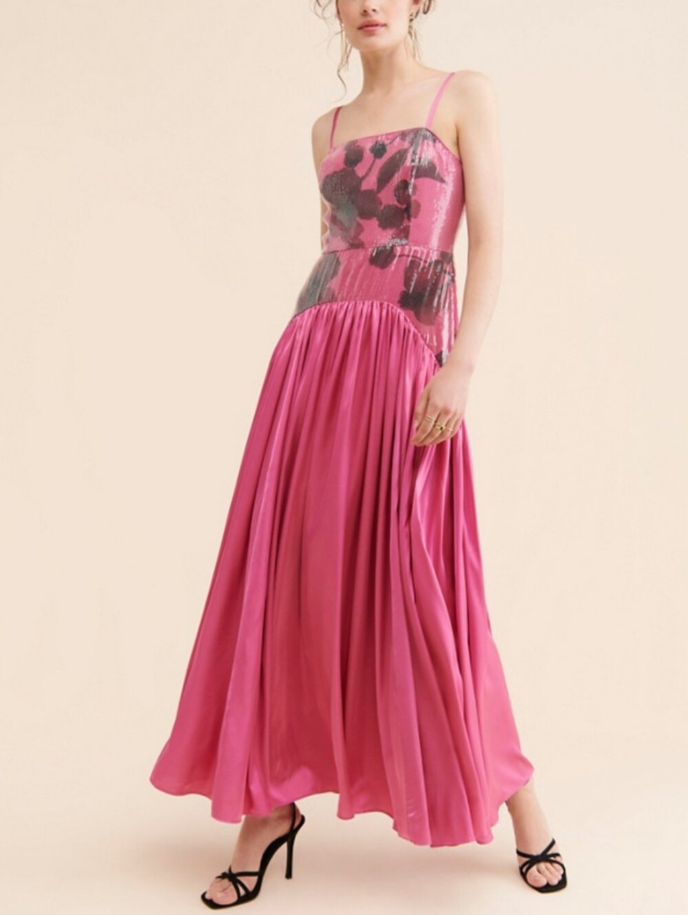Hutch Sequin Floral Spaghetti Strap Maxi Dress Size 8 Nwot